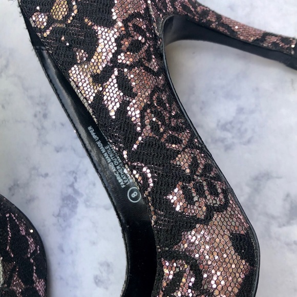 Sequin pink and black women heels - Picture 3 of 4